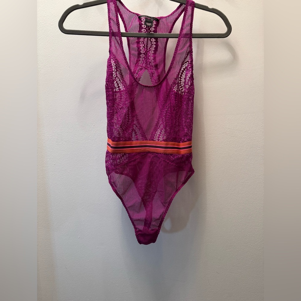 Victoria’s Secret Hot Pink Mesh Teddy. Size Medium
